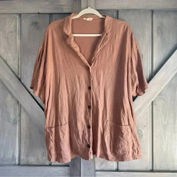 Women’s Madewell Knit Lightspun camp shirt in‎ Faded Earth- Size 1X - Picture 2 of 13